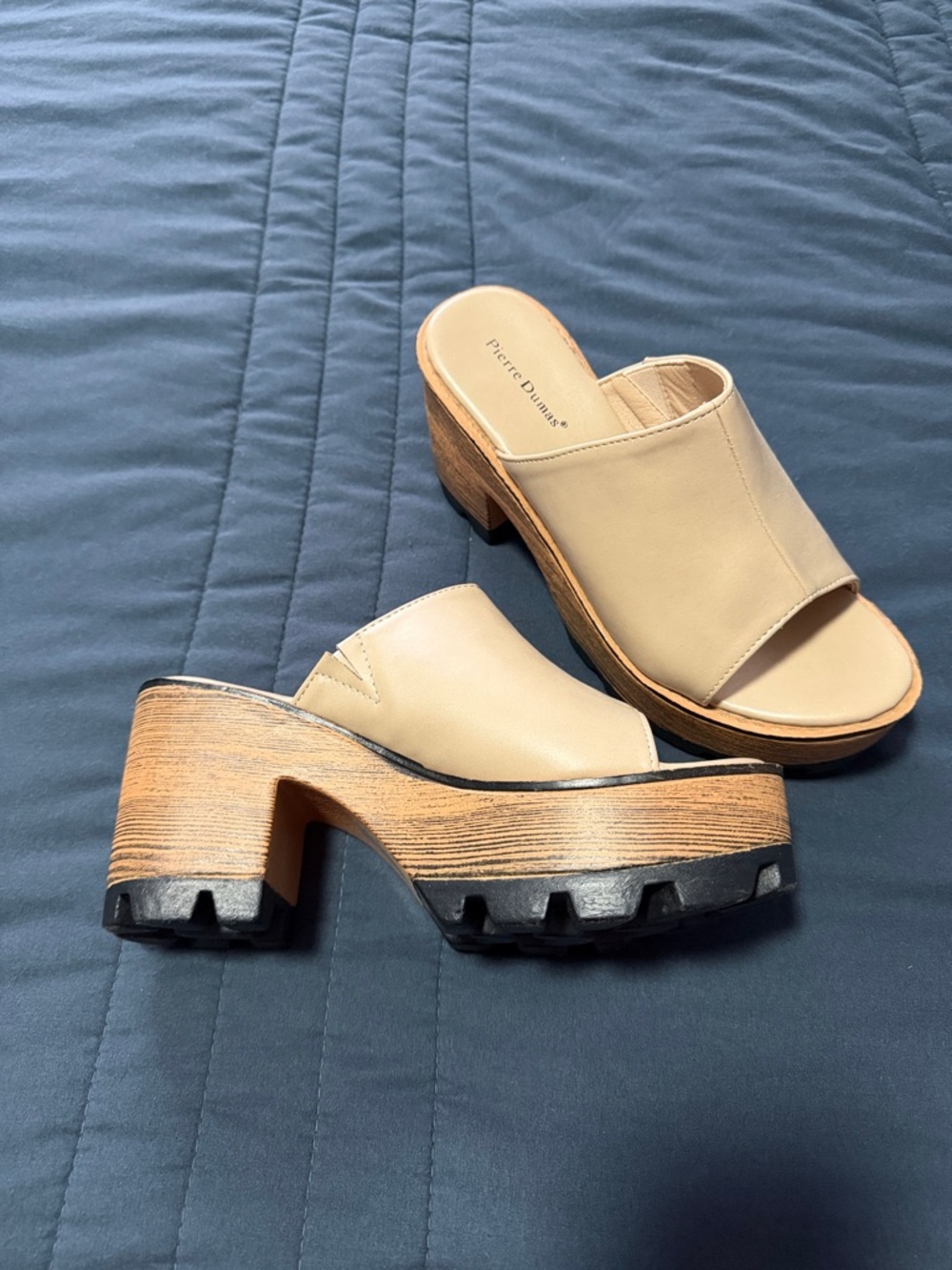 Pierre Dumas Tan Platform Lug Mules